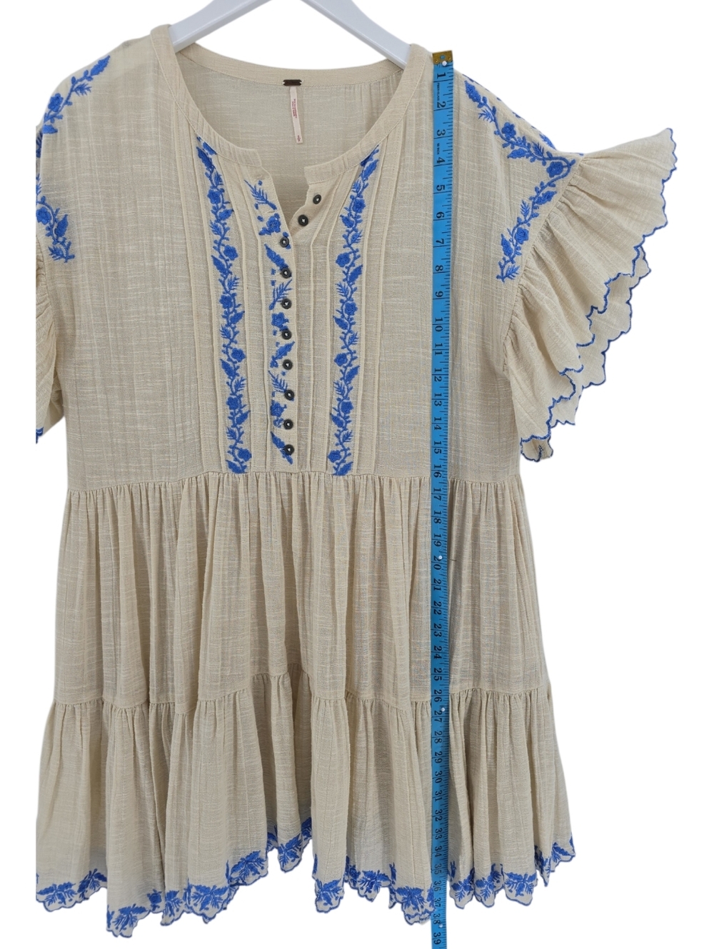 Free People Santiago Embroidered Endless Summer Dress Small Oversized Pockets - Picture 7 of 8